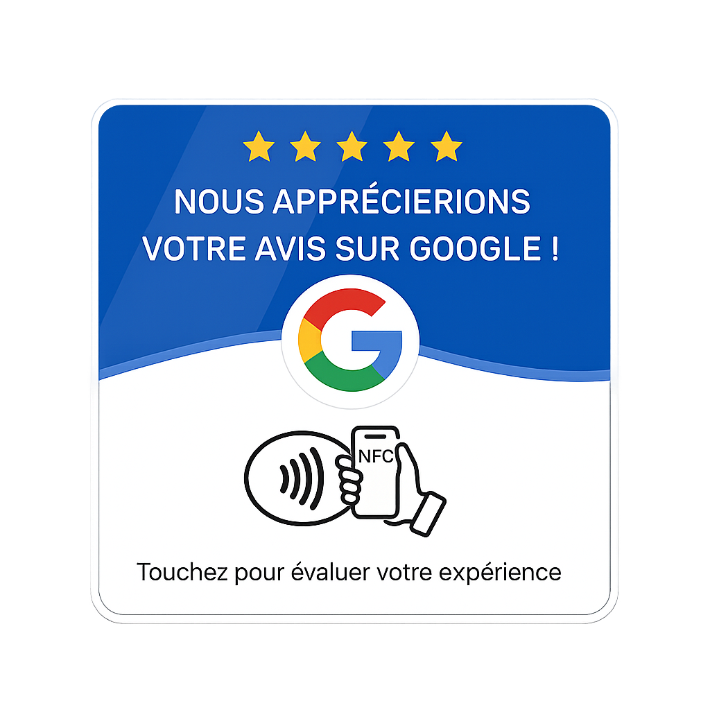 Plaque NFC avis Google — laissez un avis en 15 secondes